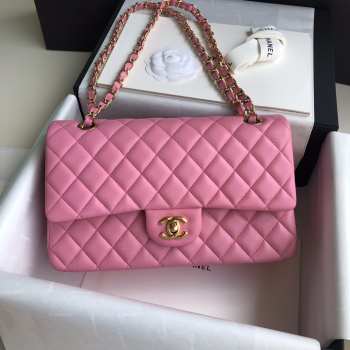 Uubags | Chanel Caviar Classic Flap Bag with Gold Hardware in Light Pink 25cm