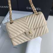 Uubags | Chanel 21S Beige Lambskin Leather Chevron Classic Flap with Champagne Gold Hardware - 1