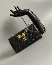 Uubags | Chanel 23S Black Wallet On Chain With Small Charms - 5