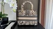 Uubags | Dior Lady D-lite Bag Beige and Black Toile de Jouy Soleil Embroidery - 6