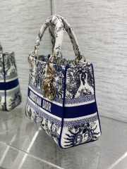 Uubags | Dior Small Book Tote Blue and White Toile de Jouy Soleil Embroidery - 2