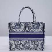 Uubags | Dior Medium Book Tote Blue and White Toile de Jouy Soleil Embroidery - 3