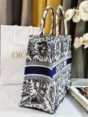 Uubags | Dior Large Book Tote Blue and White Toile de Jouy Soleil Embroidery - 3