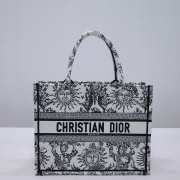 Uubags | Dior Medium Book Tote Black and White Toile de Jouy Soleil Embroidery - 1