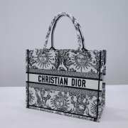 Uubags | Dior Medium Book Tote Black and White Toile de Jouy Soleil Embroidery - 2