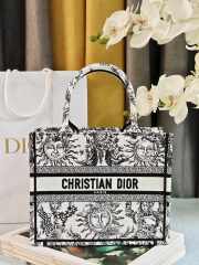 Uubags | Dior Small Book Tote Black and White Toile de Jouy Soleil Embroidery - 1