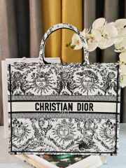 Uubags | Dior Large Book Tote Black and White Toile de Jouy Soleil Embroidery - 1