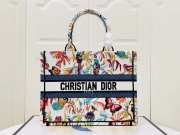 Uubags | Dior Medium Book Tote White Multicolor Toile de Jouy Fantastica Embroidery - 1