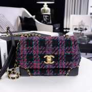 Uubags | Chanel Seasonal Tweed Flap Bag Multicolor Tweed with Gold Hardware 14x19x10cm - 1