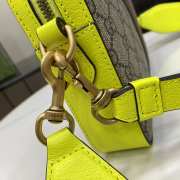 Uubags | Gucci Ophidia beige and ebony GG Supreme canvas bag in bright green leather 23.5x16x4.5cm - 5