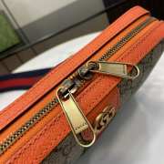 Uubags | Gucci Ophidia beige and ebony GG Supreme canvas bag in bright orange leather 23.5x16x4.5cm - 6