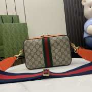 Uubags | Gucci Ophidia beige and ebony GG Supreme canvas bag in bright orange leather 23.5x16x4.5cm - 3