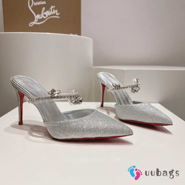 Uubags | Christian Louboutin Katie stiletto with a pointed toe in silver 7cm - 1