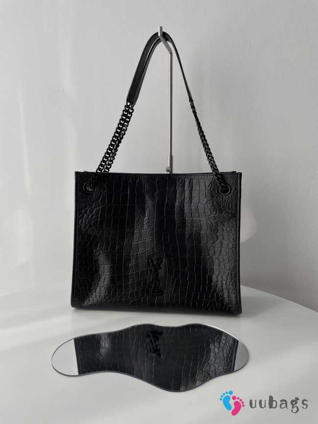 Uubags | Niki Shopping In Black Crocodile-Embossed Leather Bag 33x27x11,5cm - 1