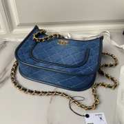 Uubags | Chanel Hobo Bag Grinded Denim & Gold Metallic Blue 20x24x6cm - 4