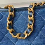 Uubags | Chanel Hobo Bag Grinded Denim & Gold Metallic Blue 20x24x6cm - 3