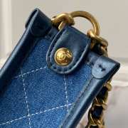 Uubags | Chanel Hobo Bag Grinded Denim & Gold Metallic Blue 20x24x6cm - 2