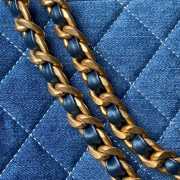 Uubags | Chanel Hobo Bag Grinded Denim & Gold Metallic Blue 24x22x6cm - 4