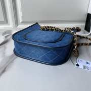 Uubags | Chanel Hobo Bag Grinded Denim & Gold Metallic Blue 24x22x6cm - 3