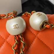 Uubags | Chanel Small Foldable Bag Pearlescent Lambskin, Imitation Pearls & Orange Metal Orange - 3