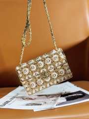 Uubags | Chanel Evening Bag Lambskin Beige Pearl Handbag 17cm - 5