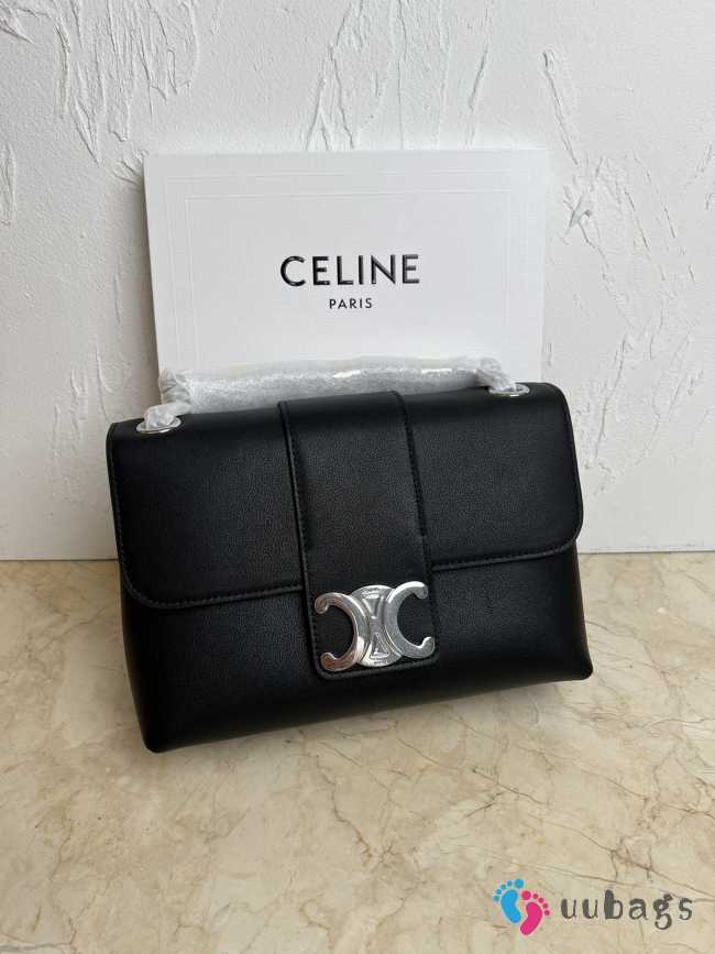 Uubags | Teen Celine Victoire Bag In Supple Calfskin Black with Silver Metal 23.5x14x8cm - 1