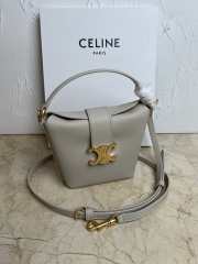 Uubags | Celine Mini Bucket Triomphe In Smooth Calfskin Light Stone 13.5x12.5x5cm - 1