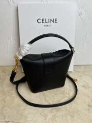 Uubags | Celine Mini Bucket Triomphe In Smooth Calfskin Black 13.5x12.5x5cm - 5