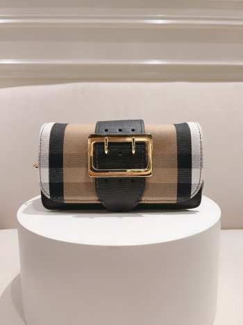 Uubags | Burberry Black Small Buckle House Check Bag 19.5x12x5cm