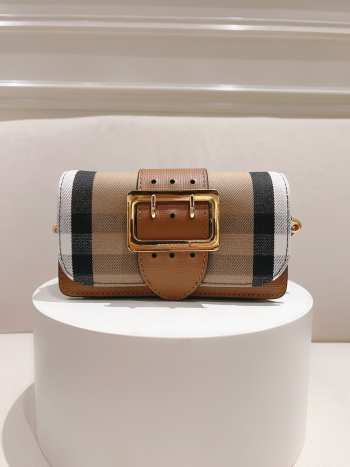 Uubags | Burberry Brown Small Buckle House Check Bag 19.5x12x5cm