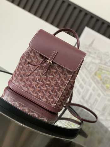 Uubags Goyard Goyardine Calfskin Mini Alpin Backpack Burgundy 23x9.5x19cm