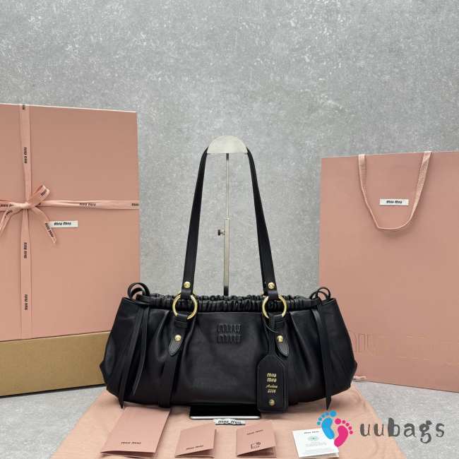 Uubags | Miu Miu From The Runway nappa leather bag in black 44x16x10.5cm - 1