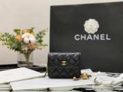 Uubags | Chanel Pearl Crush Mini Wallet With Chain Black Lambskin Aged Gold Hardware 12x9x3cm - 5