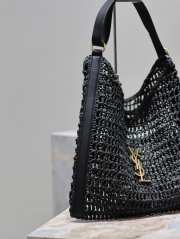 Uubags | YSL Oxalis Bag In Raffia Macrame Black 37x40x3cm - 6