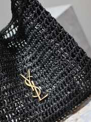 Uubags | YSL Oxalis Bag In Raffia Macrame Black 37x40x3cm - 4