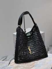 Uubags | YSL Oxalis Bag In Raffia Macrame Black 37x40x3cm - 3