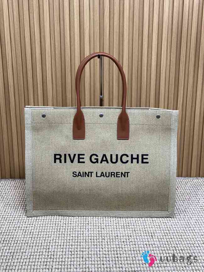 Uubags | YSL Large Canvas Rive Gauche Tote Bag In Taupe 48x36x16cm - 1