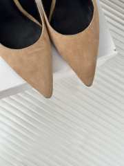 Uubags | Balmain pointed toe heeled sandal suede leather in beige 9.5cm - 5