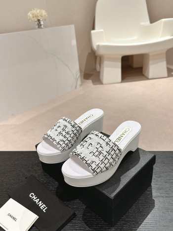 Uubags | Chanel Wedge Sandals White