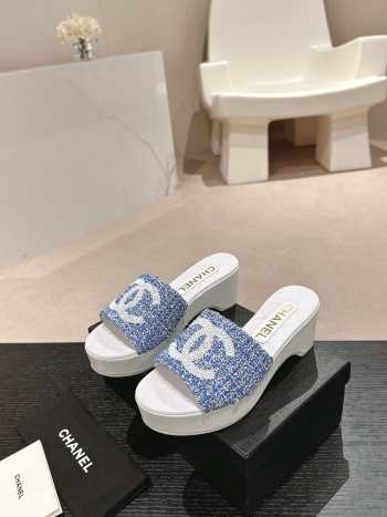 Uubags | Chanel Wedge Sandals Blue