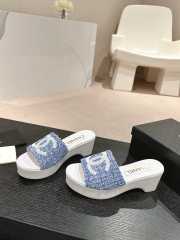 Uubags | Chanel Wedge Sandals Blue - 5