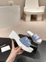 Uubags | Chanel Wedge Sandals Blue - 4