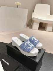 Uubags | Chanel Wedge Sandals Blue - 2