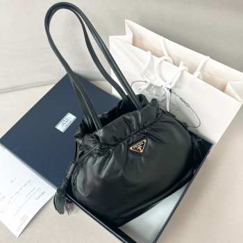 Uubags | Prada tote bag 1BG541 black lambskin leather 24x25x11cm