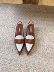 Uubags | Miu Miu brown leather slingback loafer pumps 02 - 5