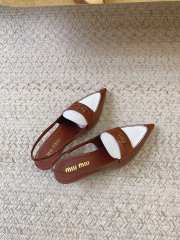 Uubags | Miu Miu brown leather slingback loafer pumps 02 - 3