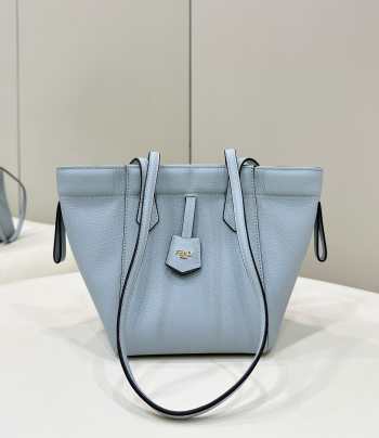 Uubags | Fendi Origami light blue leather mini bag that can be transformed 18.5x15x15cm