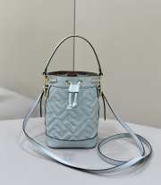 Uubags | Fendi Mon Tresor light blue leather mini-bag with FF motif 12x14x18cm - 1