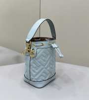 Uubags | Fendi Mon Tresor light blue leather mini-bag with FF motif 12x14x18cm - 3