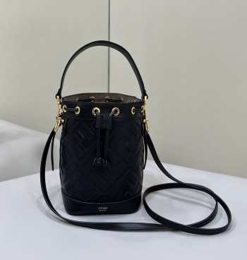 Uubags | Fendi Mon Tresor light black leather mini-bag with FF motif 12x14x18cm